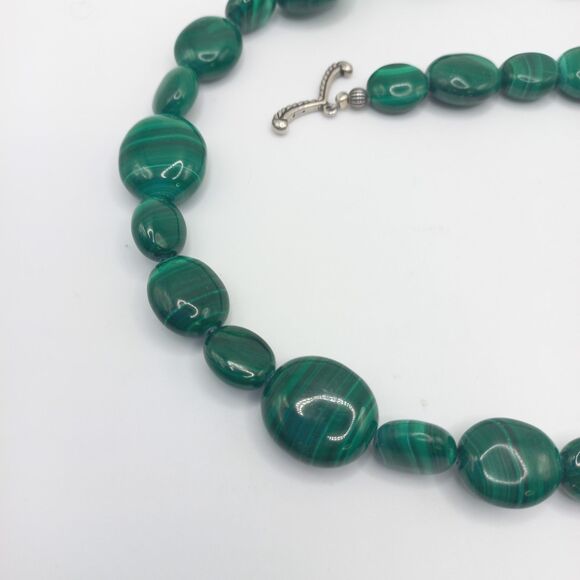 Carolyn Pollack RELIOS Sterling Chunky Green Malachite Toggle Necklace - Picture 2 of 9